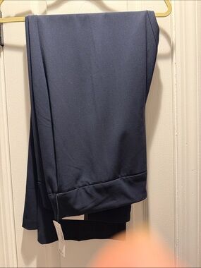 Dressbarn Women's Dark Navy Dress Pants - Flat Front No Button/Zip Tummy Control